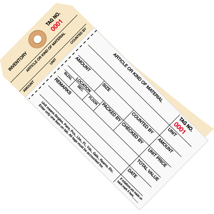 6 <span class='fraction'>1/4</span> x 3 <span class='fraction'>1/8</span>" - (3000-3499) Inventory Tags  2 Part Carbonless Stub Style #8