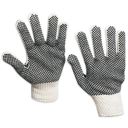 PVC Black Dot Knit Gloves - Medium