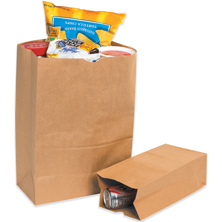 5 <span class='fraction'>1/4</span> x 3 <span class='fraction'>7/16</span> x 10 <span class='fraction'>15/16</span>" Kraft Grocery Bags