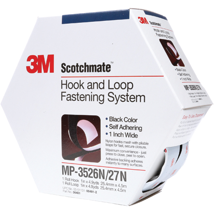 1" x 15' Black 3M<span class='tm'>™</span> MP3526N/MP3527N Scotchmate<span class='tm'>™</span> Combo Pack Fasteners