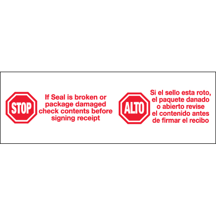 2" x 110 yds. - "Stop / Alto" (6 Pack) Tape Logic<span class='rtm'>®</span> Messaged Carton Sealing Tape